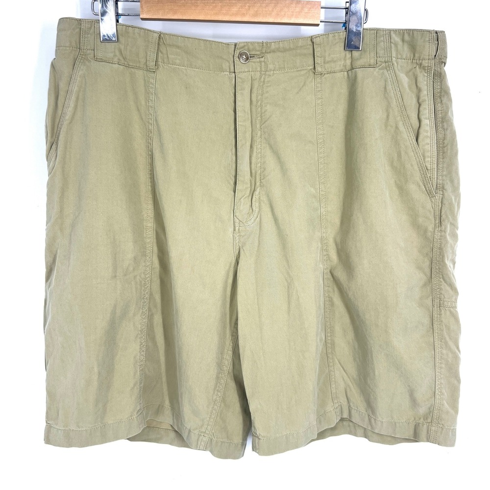 Tommy Bahama Relax Khaki Tan Tencel Cotton Shorts Mens 40 Flat Front Casual